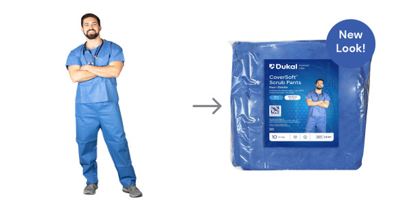 Dukal CoverSoft Scrub Pants – SMS Material, Drawstring Waist, Medium, Blue, 9.2 lb, 10/BG, 5 BG/CS