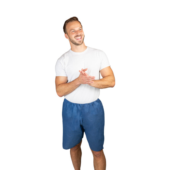 Dukal Disposable Shorts – Spunbond Polypropylene, Elastic Waist, Unisize, Dark Blue, 5.3 lb