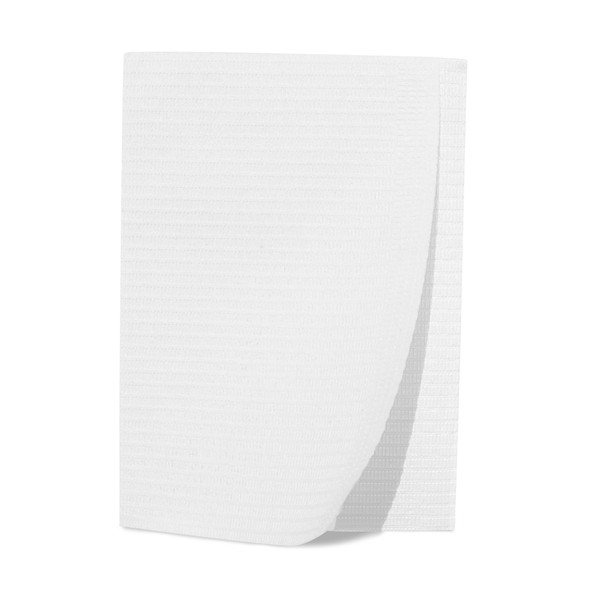Dukal Patient Bibs – 2-Ply Paper/1-Ply Poly, 13 x 18 in, White, Tissue + PE Material, 500/Case, 8.5 lb