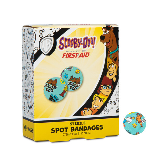 Dukal American Scooby Doo Spot Adhesive Bandages – Sterile, 7/8 in Size, 100/BX, Latex-Free, Long-Lasting