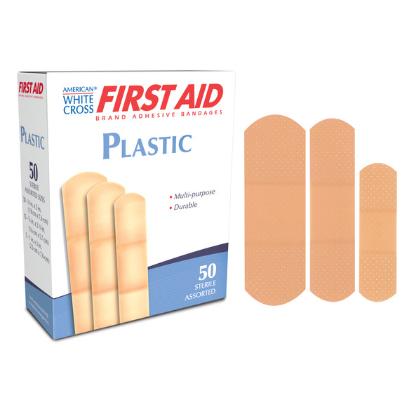 Dukal Plastic Adhesive Bandages – Assorted Sizes, Sterile, 50/bx, 24 Bx/cs, 2.25 lb – size Assorted