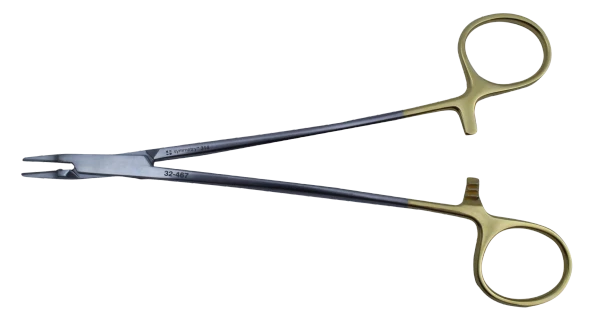 Dukal Needle Holder Ryder TC 1.0 mm Jaw 7 in – Serrated Tungsten Carbide Tips, Reusable, Latex – Free
