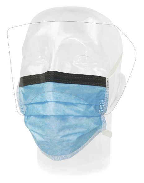 Dukal Aspen Fluidgard 160 Anti – Fog Surgical Mask with Extended Shield – ASTM Level 3, Blue, Latex – Free