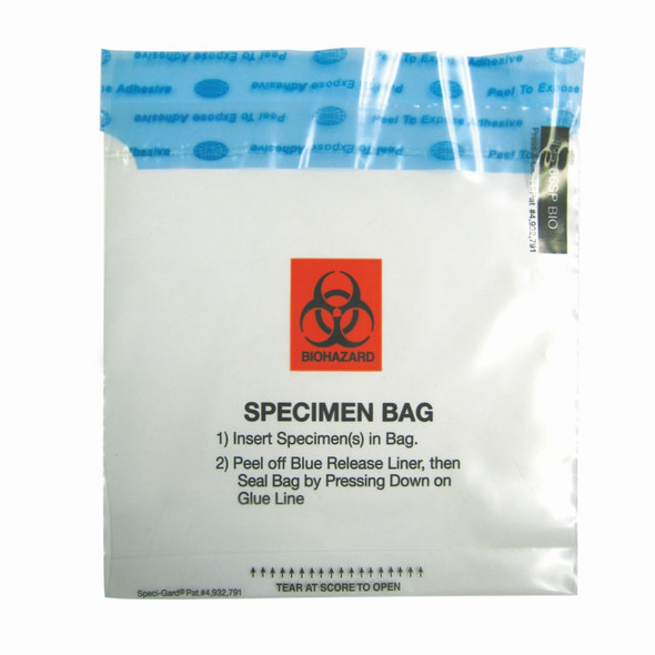 Medgen Speci – Gard Standard Adhesive Closure Specimen Transport Bag – 6×6 in, Permanent Press and Close Seal