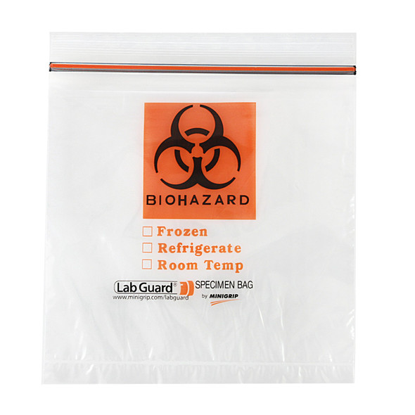 Medgen Lab Guard Standard Zip Closure Bags – 8×8 in, Single Zip, Clear/Black, 2 Mil, 1000/case