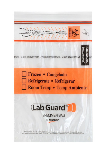 Medgen Lab Specimen Transport Bags – Double Zip Closure, 6×9 in, Clear/Black, 1000/case, Biodegradable 2 Mil
