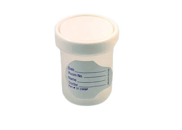Medgen Gent – L – Kare Standard Specimen Container – 4 oz (120 mL) Capacity, Translucent Base with White Cap
