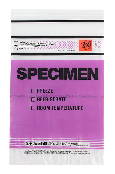 Medgen Lab Color Coded Zip Closure Specimen Bags – 6×9 in, Single Zip, Clear/Pur,Org,Blk, DispenserBag