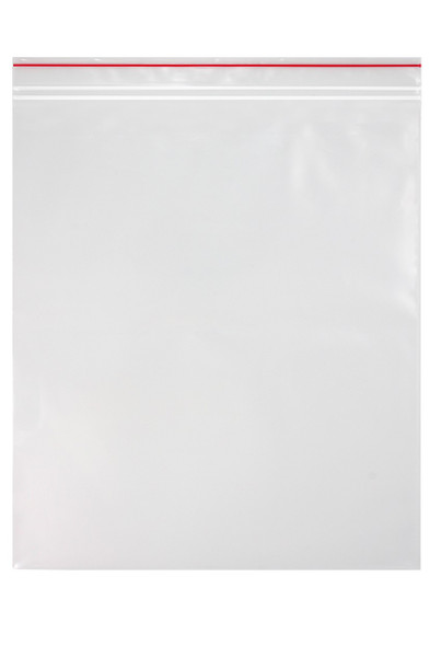 Medgen Minigrip Red Line Zip Closure Bags – Double Zipper, 13 x 15 in, 2 Mil, Clear, 1000/case