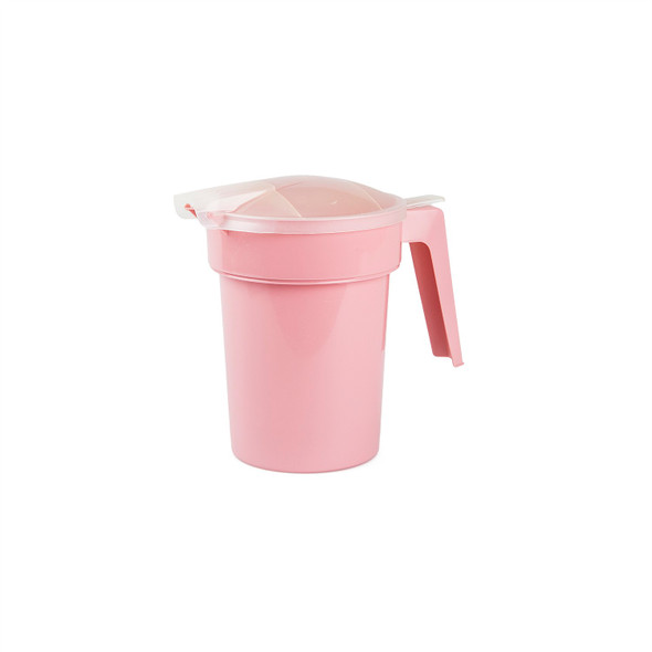 Medgen Bedside Pitchers and Carafes – 28 oz Capacity, Front Hinged Lid, Dusty Rose, 100/Case
