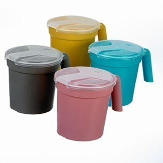 Medgen Bedside Pitchers and Carafes – 28 oz Capacity, Translucent Lid, Gold Color, Straw Port, 100/Case