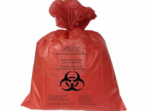 Medgen Medegen Dual Tested Autoclavable Biohazard Bags – Polypropylene, 31×38 in, 2.0 mil, 20–30 gal Capacity