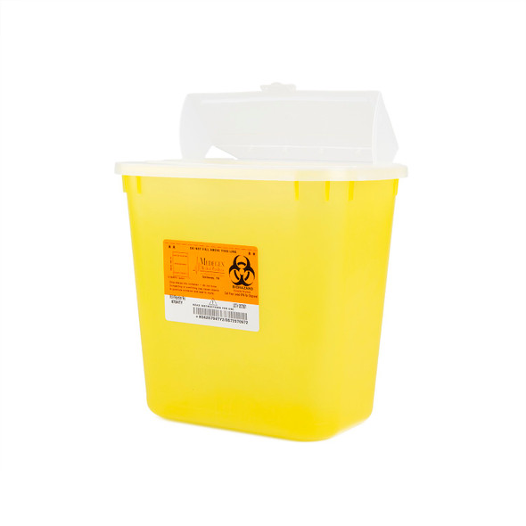 Medgen Stackable Sharps Container – Polypropylene, 2 Gal Capacity, Translucent Yellow/black, 10 X 7 X 9.5
