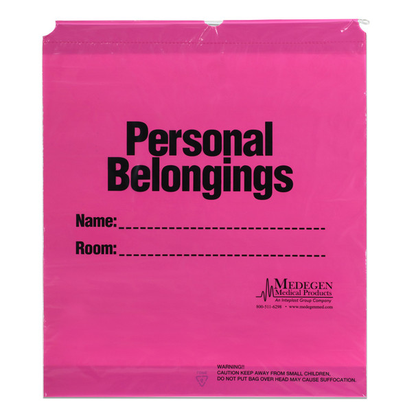 Medgen Patient Belongings Bags – LLDPE Film, Flat Pack, Drawstring, 20x24x4 in, Extra Large, Heavy Duty