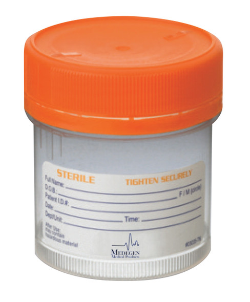 Medgen Standard Specimen Containers – Sterile Translucent Container, Frangible Lid, 3 oz (90 mL), 4 Bags