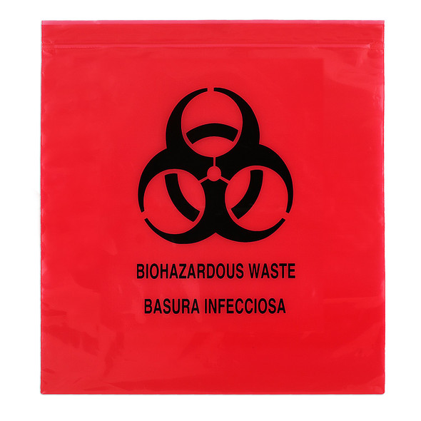 Medgen Biohazardous Waste Bags – Zip Closure, Meets Dart Impact Test, 12×12 in, 2.0 mil, 1 gal, 1000/case