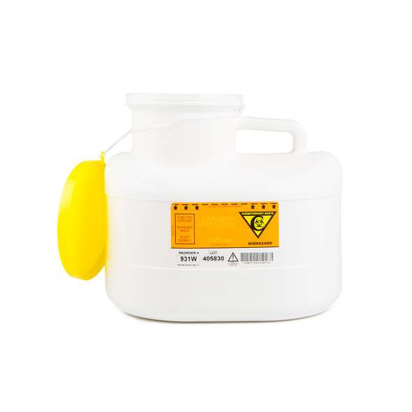 Medgen Non – Stackable Chemotherapy Waste Sharps Container – Polypropylene, 12 Qt Capacity, Large Opening