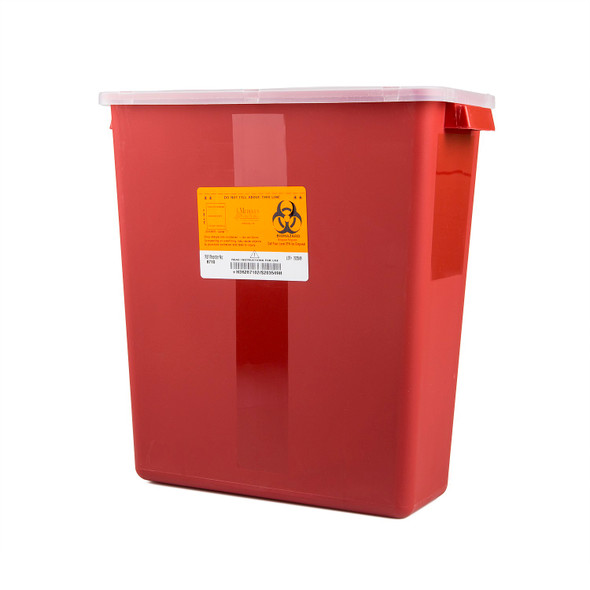 Medgen Stackable Sharps Container – Polypropylene, 3 Gal Capacity, Tortuous Path Lid, 12.5 X 6 X 13.5