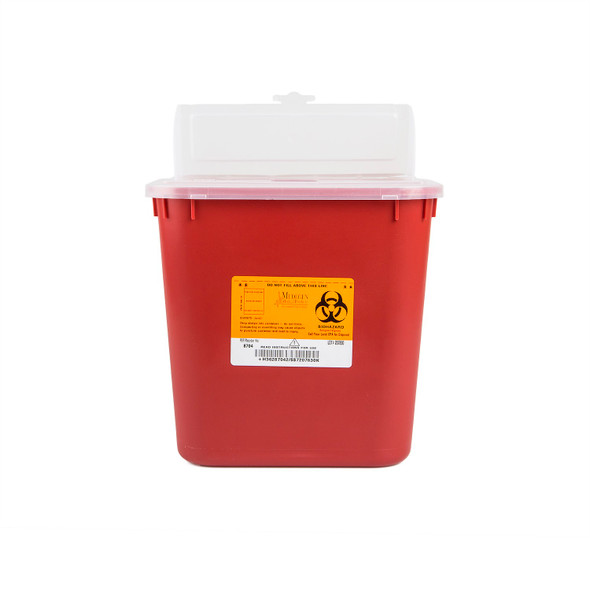 Medgen Stackable Sharps Container – 2 Gal Capacity, Polypropylene, Red/black, 10 X 7 X 9.5
