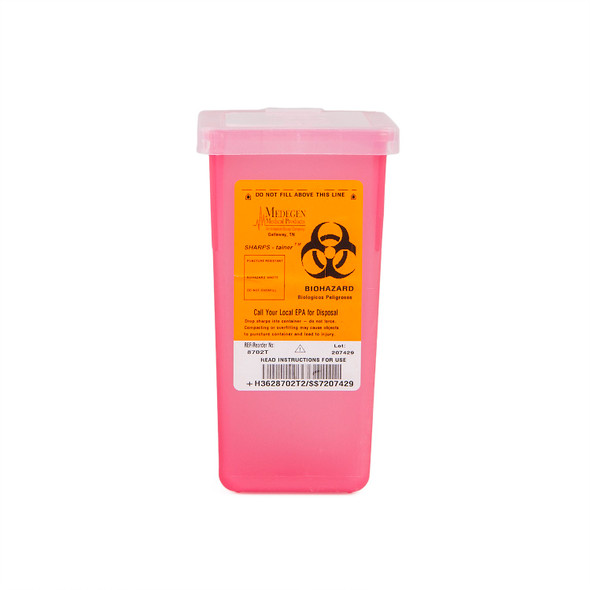 Medgen Stackable Sharps – Tainer – Polypropylene, 1 Qt Capacity, Translucent Red/black, 3.5 X 3.5 X 7