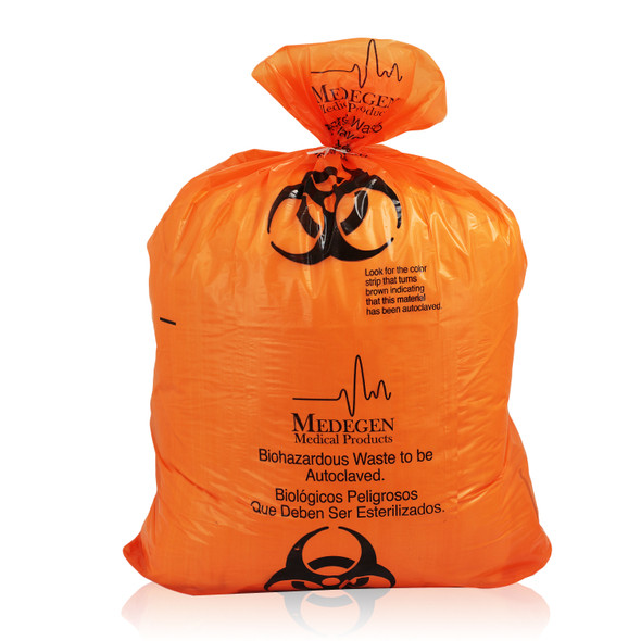 Medgen Autoclavable Biohazard Waste Bags Polypropylene with Indicator – 19 x 23 in, 2.0mil, 7-10 gal