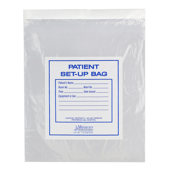 Medgen Patient Set-Up Bag – Draw Tape Closure, 12×16 in, Regular Duty, Clear/Black, 25/pk, 500/cs