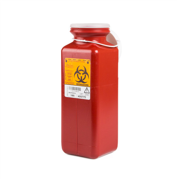 Medgen Non – Stackable Sharps Container – Polypropylene Construction, 1.7 Qt Capacity, Red/black Locking Cap