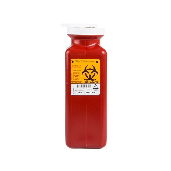 Medgen Non-Stackable Sharps Container – Polypropylene Construction, 1.7 Qt Capacity, Red/Black, 3.5 x 3.5 x