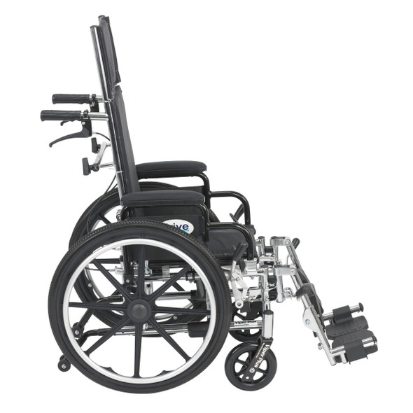 Drive Viper Plus Pediatric Reclining Wheelchair side view with tall back and spreader bar
