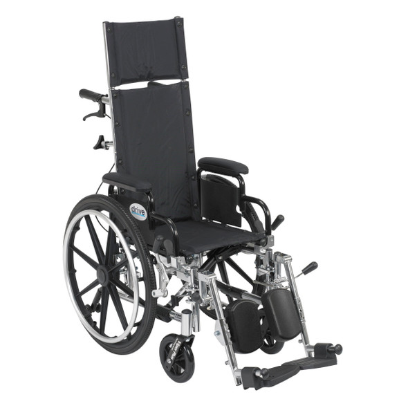 Drive Viper Plus Pediatric Reclining Wheelchair with elevating legrests, front three-quarter view