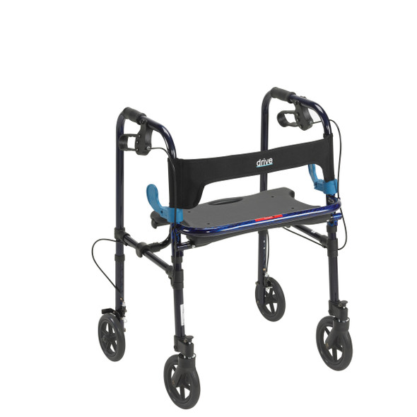 Drive Clever-Lite Walker with 8 inch casters, front view with flip-up seat