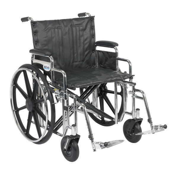 Drive Sentra HD Bariatric Wheelchair with swing-away footrests, three-quarter view