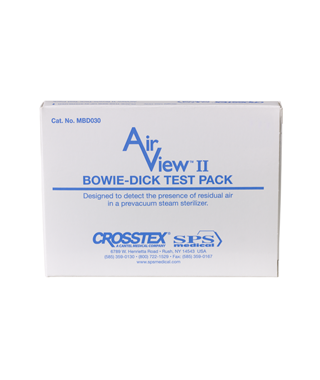 Crosstex AirView II Bowie-Dick Test Pack – 5" x 3.75", Lead-Free Ink, ISO 11140-5 Type 2, 134°C Process