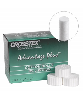 Crosstex Cotton Rolls Non-Sterile – Advantage Plus, 2,000 per box, Maintain Shape When Wet