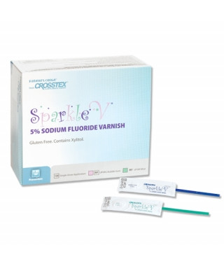 Crosstex Sparkle V 5% Sodium Fluoride Varnish with Xylitol – No Natural Rubber Latex, 120 Unit Doses/Box