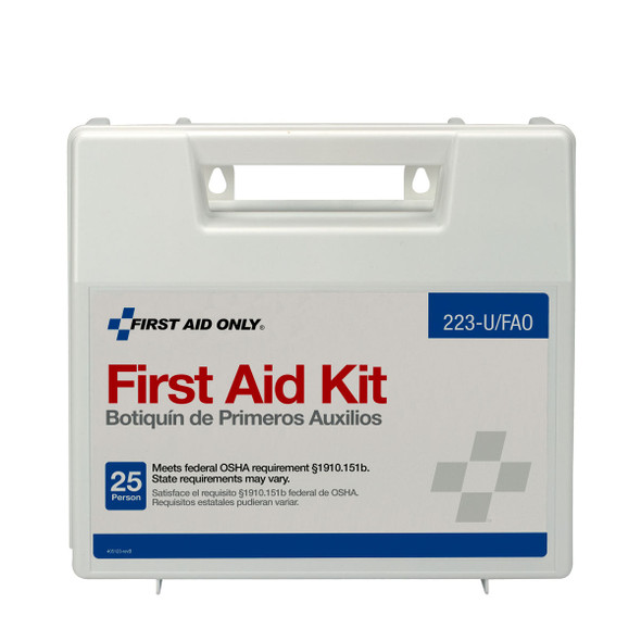 First 25 Person First Aid Kit – Plastic Case with Dividers, OSHA Compliant, OSHA Compliant