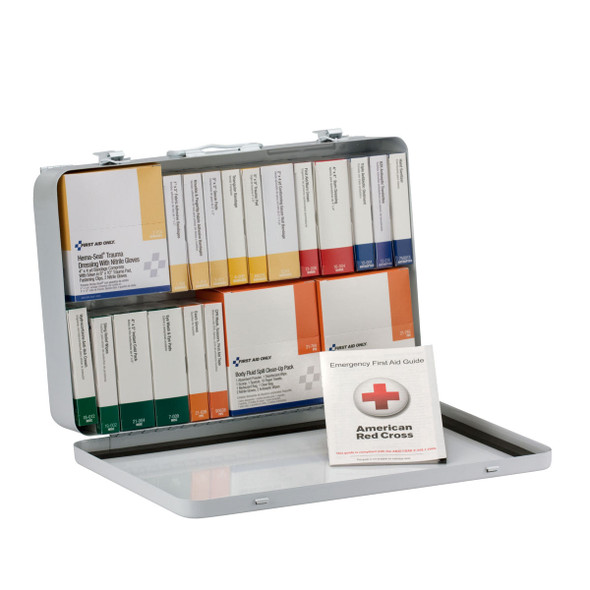 First 75 Person 36 Unit First Aid Kit – ANSI A+ Compliant with BBP Pack, Weatherproof Steel Case, Type III