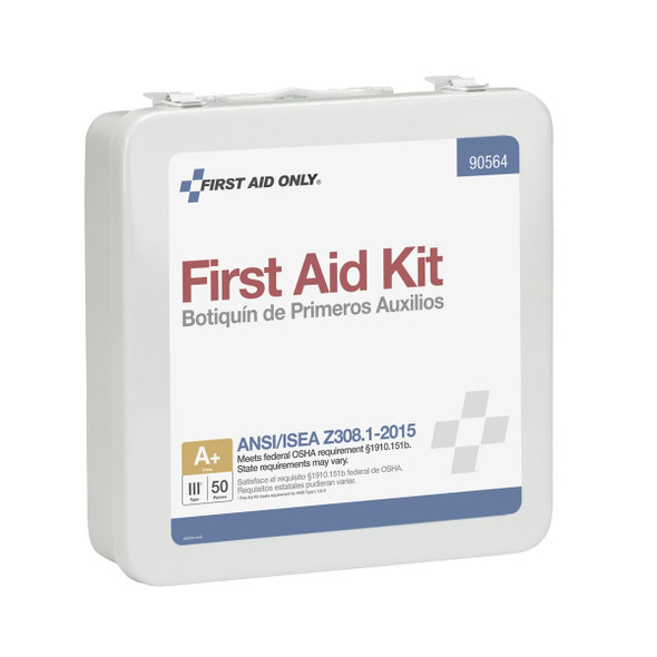 First 50 Person Bulk First Aid Metal Kit – Weatherproof ANSI A+, Type III, ANSI 2015 Compliant