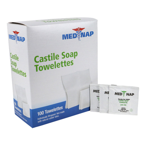 First Castile Soap Wipes – 100 per Box, For Workplace First Aid and Injury Care, For Workplace First