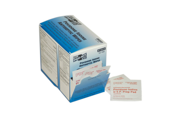First PVP Iodine Wipes – 100 Per Box, Single-Use, These Povidone-Iodine Infection Control Wipes