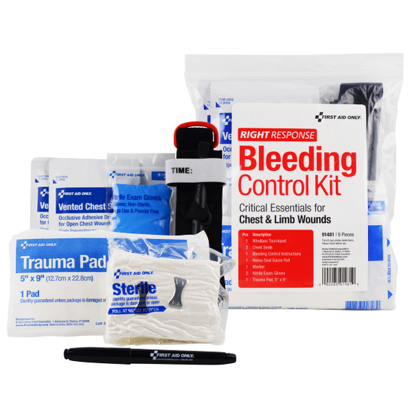 First Critical Essentials Bleeding Control Kit for Limb & Chest Wounds – The Clear, For Workplace First
