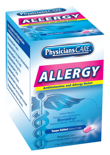 First PhysiciansCare Antihistamine Allergy Medication – 50 Doses, For Workplace First Aid and Injury Care