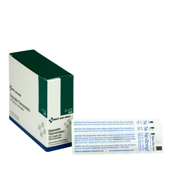 First Disposable Thermometers – 100 Per Box, First Aid Only Pack of 100 Disposable Thermometers