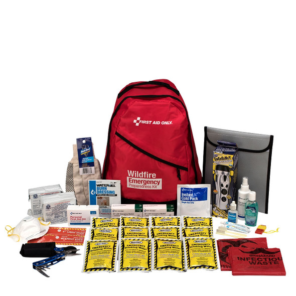 First 2 Person Emergency Preparedness Wildfire Backpack – OSHA Compliant, 74 Pieces Included