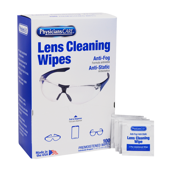 First Lens Cleaning Wipes – 100 Count, For Workplace First Aid and Injury Care, For Workplace First