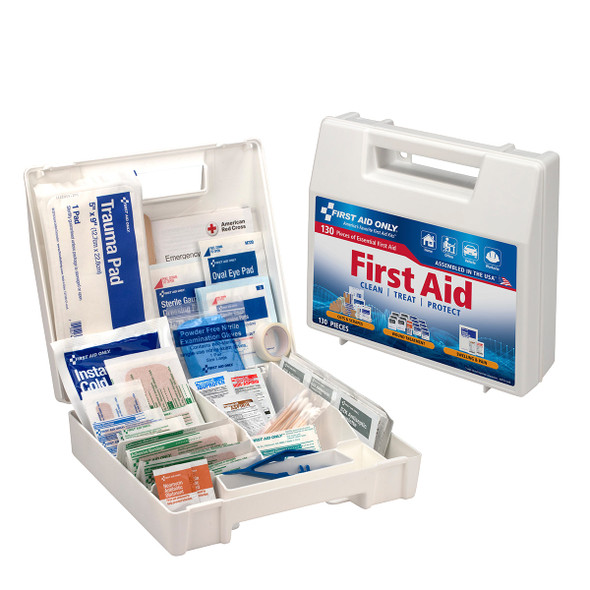 First First Aid Kit – 130 Piece, Plastic Case, For Workplace First Aid and Injury Care, For Workplace First