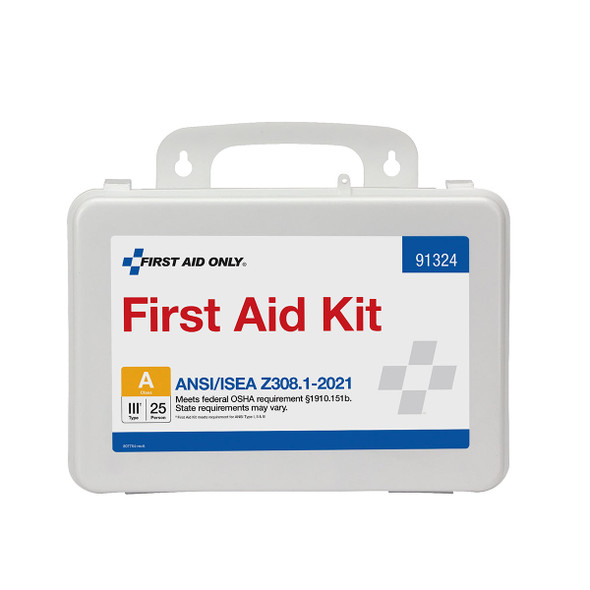 First 25 Person ANSI A Plastic First Aid Kit – ANSI 2021 Compliant, Weatherproof Case, OSHA Compliant