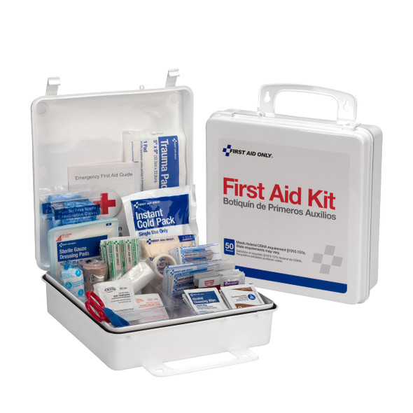 First 50 Person First Aid Kit – Weatherproof Plastic Case, Weatherproof Case, OSHA Compliant