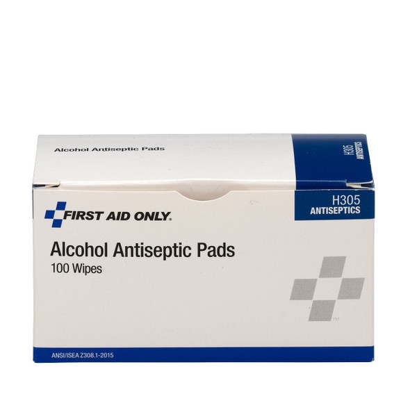 First Alcohol Wipes – 100 Per Box, Single-Use, For Workplace First Aid and Injury Care, For Workplace First