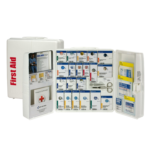 First 50 Person Large Plastic SmartCompliance First Aid Food Service Cabinet with Medications
